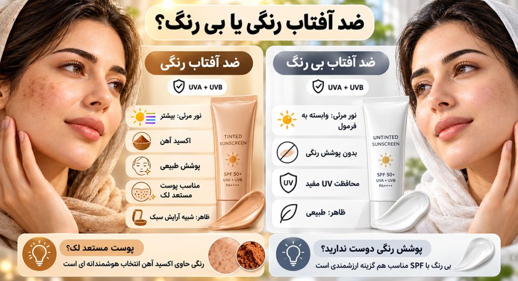 ضد آفتاب رنگی بهتر است یا بی رنگ؟